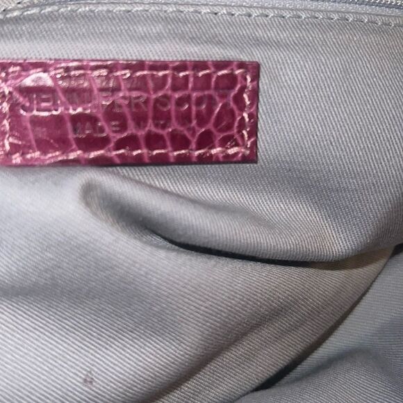 Jennifer Scott Fuchsia Leather Crocodile Print Handbag - Picture 6 of 6